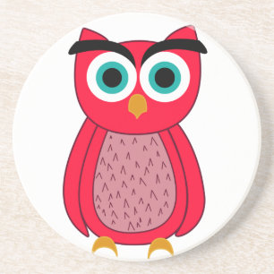 Cute Pink Owl Illustration Coaster
