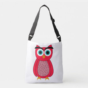 Cute Pink Owl Illustration Crossbody Bag