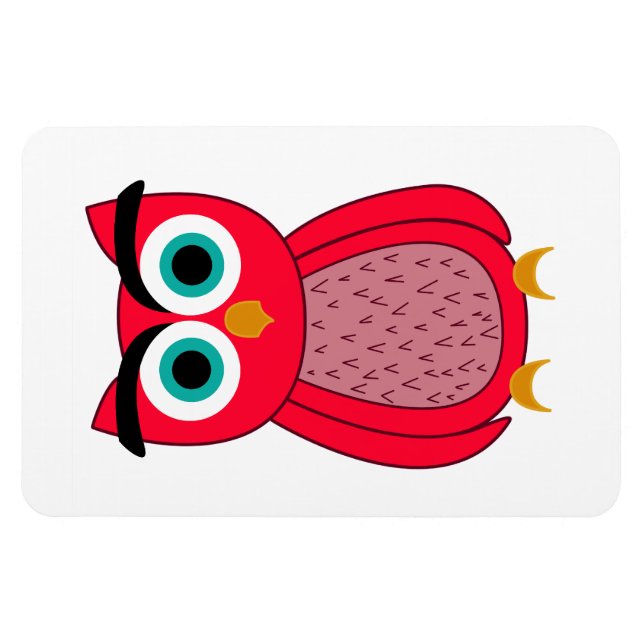 Cute Pink Owl Illustration Magnet (Horizontal)