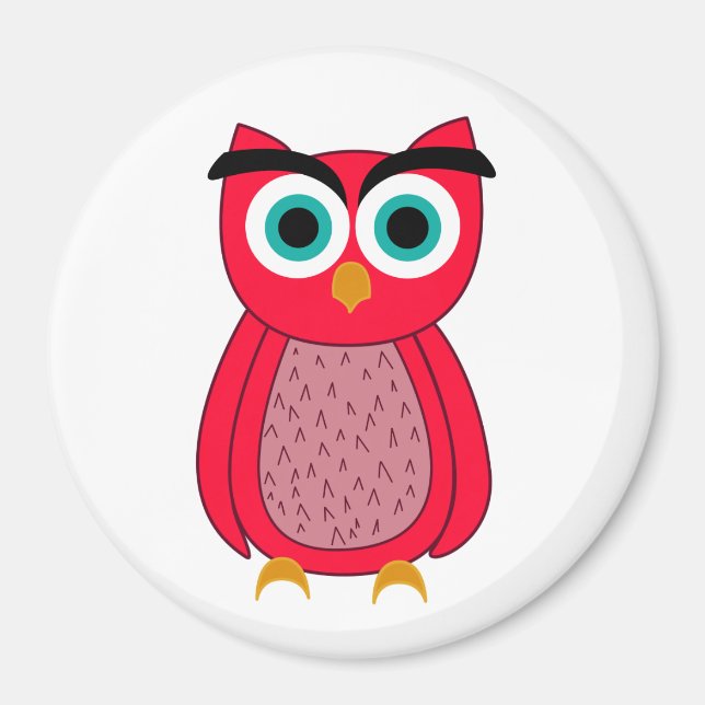 Cute Pink Owl Illustration Magnet (Front)