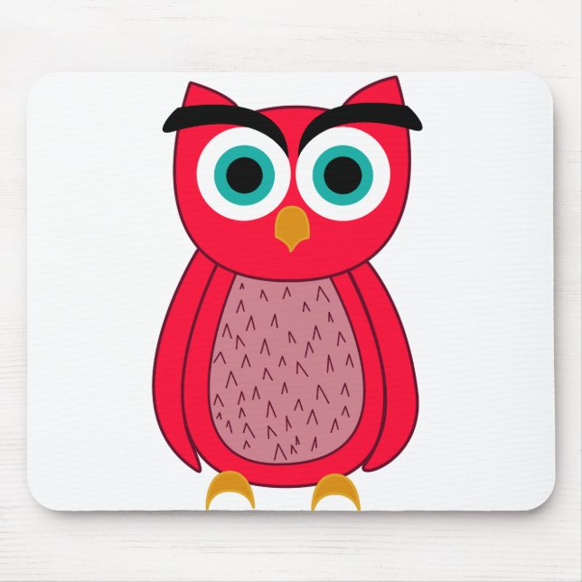Cute Pink Owl Illustration Mouse Pad (Front)