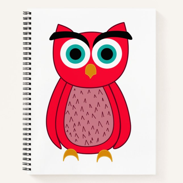 Cute Pink Owl Illustration Notebook (Front)