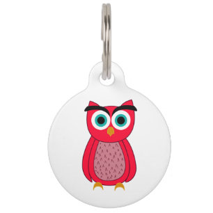 Cute Pink Owl Illustration Pet Tag