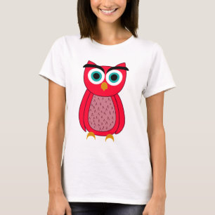 Cute Pink Owl Illustration T-Shirt