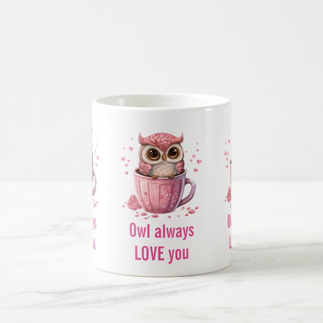 Cute Pink Owl in a Cup Funny Pun (Center)