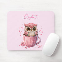 Cute Pink Owl in a Cup