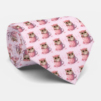 Cute Pink Owl in a Cup Valentine's Pattern