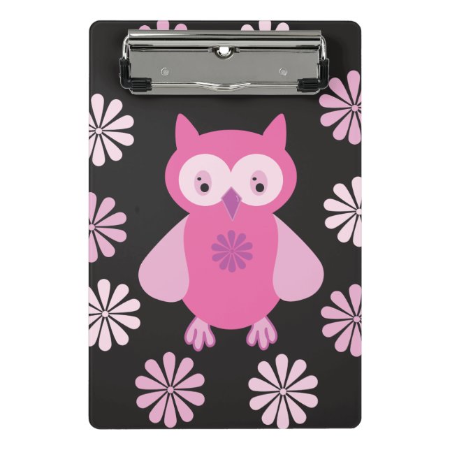 Cute pink owl mini clipboard (Front)