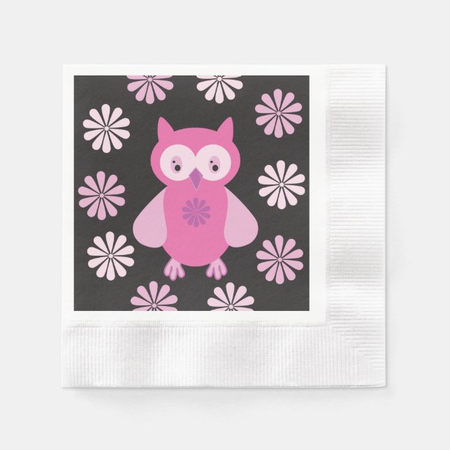 Cute pink owl napkin (Front)
