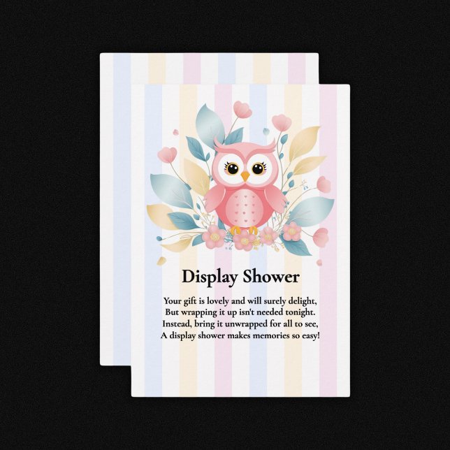 Cute Pink Owl Pastel Floral Design Baby Shower Enclosure Card (Creator Uploaded)