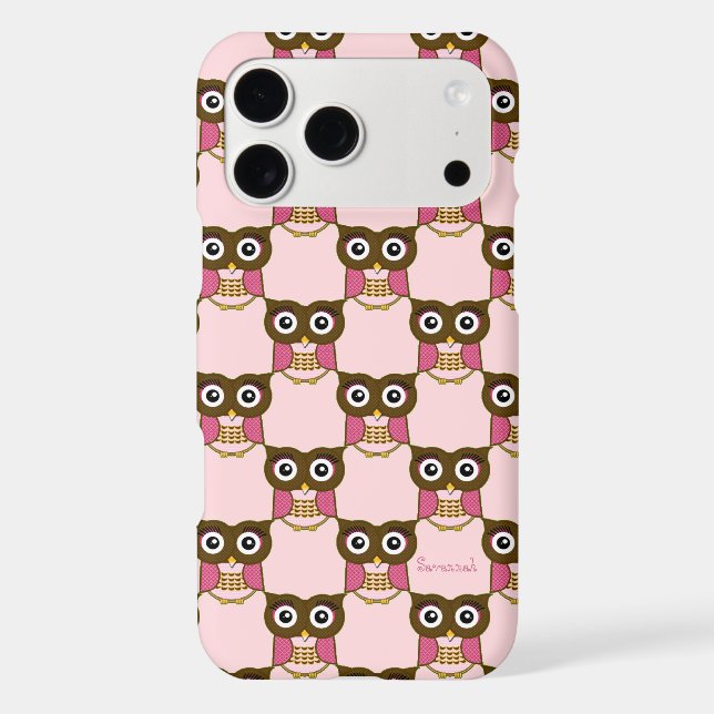Cute Pink Owl Pattern Choose Case Colour (Back)
