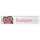 Cute Pink Owl Personalised Nameplate