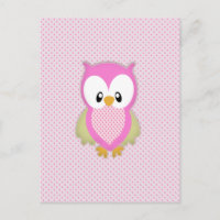 Cute pink owl polka dots pink pattern image print