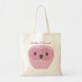Cute Pink Owl School Book Library Canvas Bag