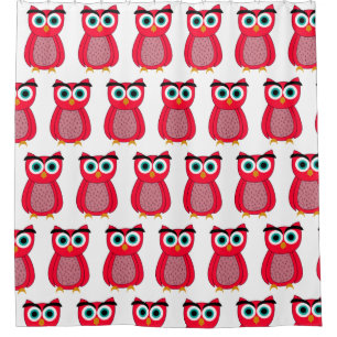 Cute Pink Owl Shower Curtain