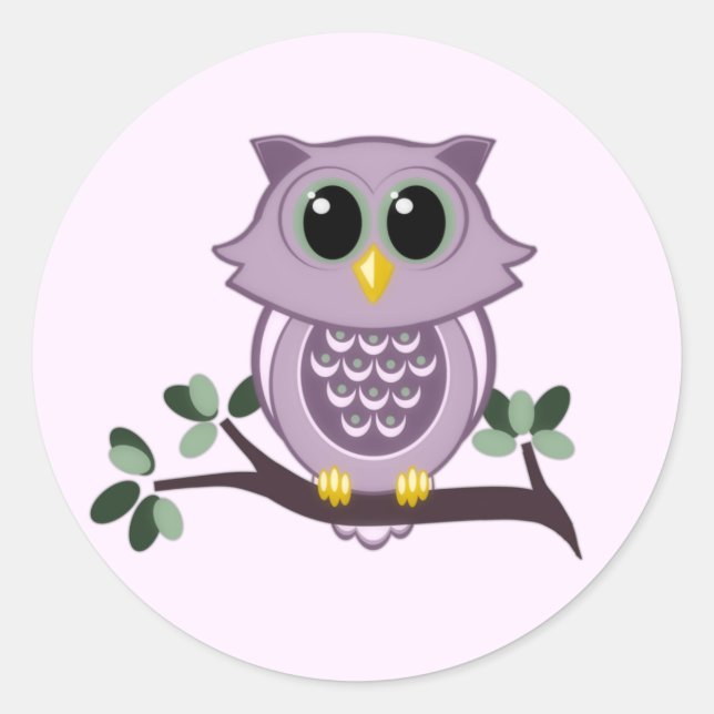 Cute Pink Owl Stickers (Front)