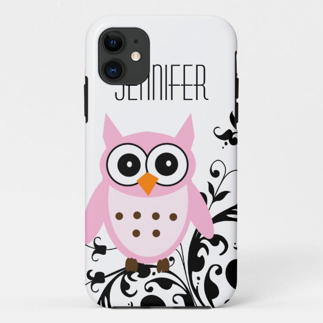 Cute Pink Owl, Your Name,  iPhone 5 Case (Back)