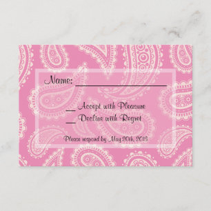 Cute Pink Paisley Girl Baby Shower RSVP Card