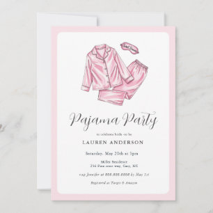 Cute Pink Pajama Party Bridal shower  Invitation