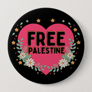 cute pink Palestine heart graphic design 10 Cm Round Badge