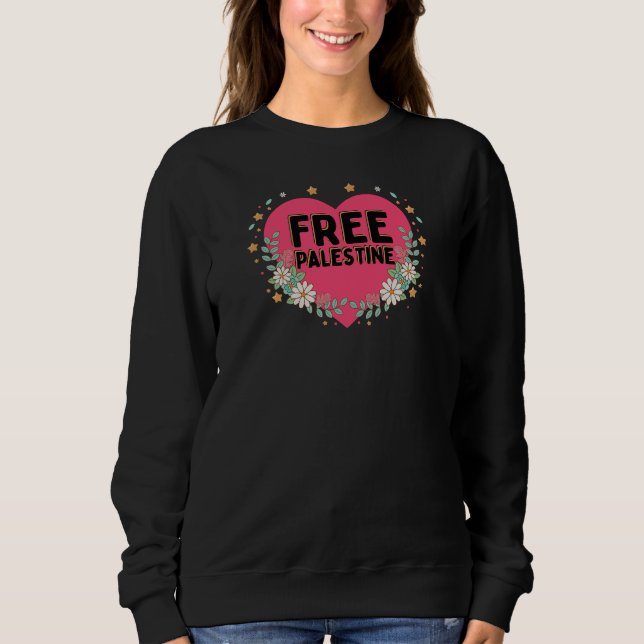 cute pink Palestine heart graphic design Sweatshirt (Front)