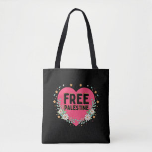 cute pink Palestine heart graphic design Tote Bag