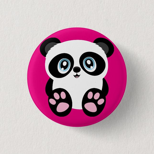 Cute Pink Panda Button Pin Badge (Front)