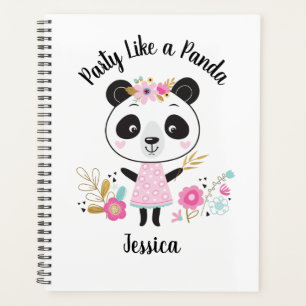 Cute Pink Panda Girly Personalised Planner