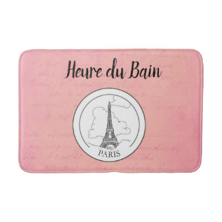 Cute Pink Paris French Eiffel Tower Parisian Decor Bath Mat
