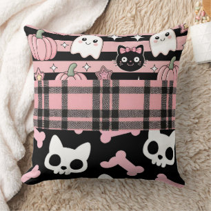 Cute Pink Pastel Goth Halloween  Cushion