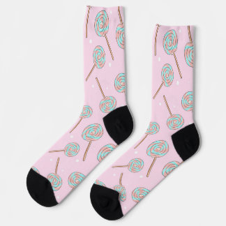 Cute Pink Pastel Lollipop Seamless Pattern Socks