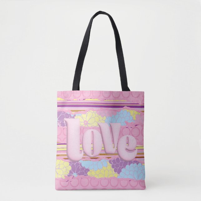 Cute Pink Pastel Love Canvas Tote Bag (Front)
