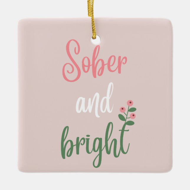 Cute Pink Pastel Sober Christmas Gift Ceramic Ornament (Front)
