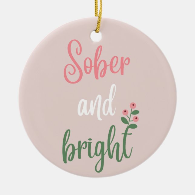 Cute Pink Pastel Sober Christmas Gift Ceramic Ornament (Front)