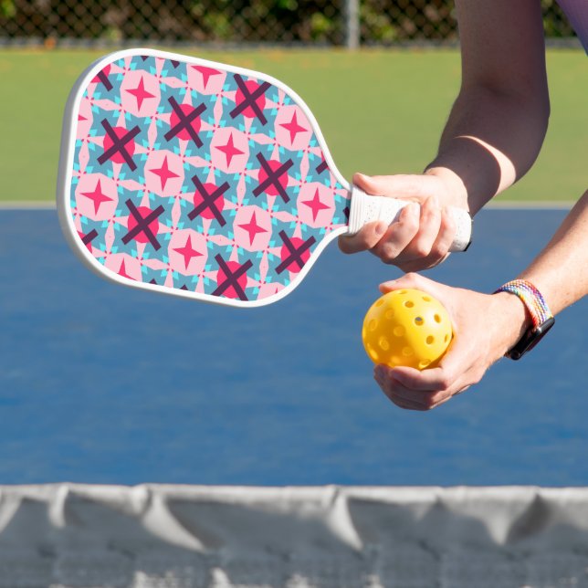 Cute Pink Pattern Pickle Ball Paddle Personalised (Insitu)
