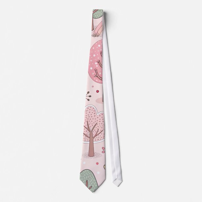 Cute Pink Pattern Tie (Front)