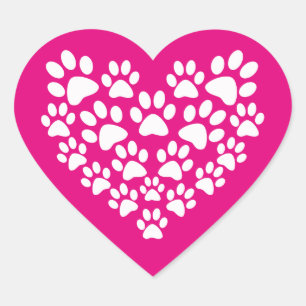 Cute Pink Paw Print Heart Sticker