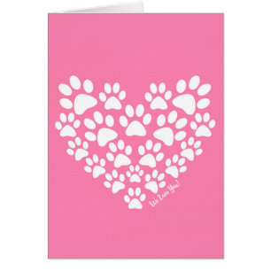 Cute Pink Paw Print Heart Valentine