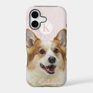 Cute Pink Peek-a-Boo Corgi Dog Monogram