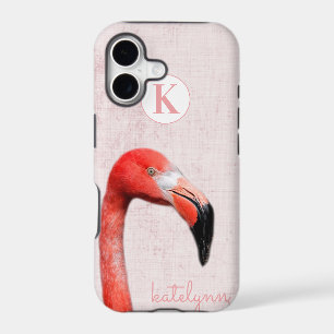 Cute Pink Peek-a-Boo Flamingo Photograph Monogram
