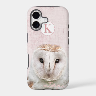 Cute Pink Peek-a-Boo Owl Photograph Monogram