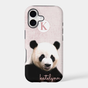 Cute Pink Peek-a-Boo Panda Photograph Monogram