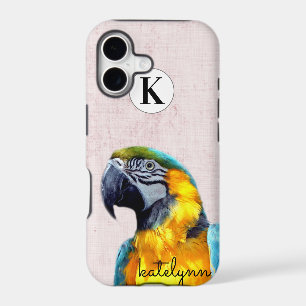 Cute Pink Peek-a-Boo Parrot Photograph Monogram