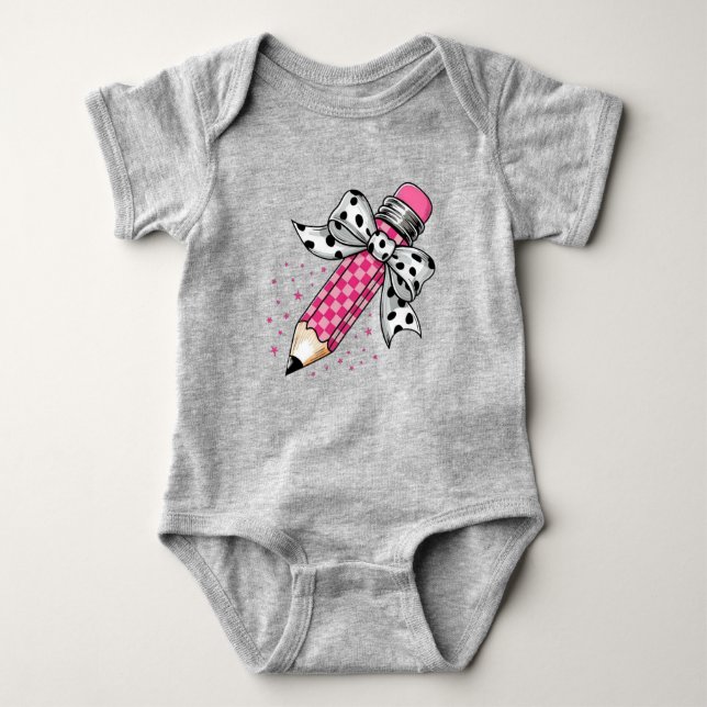 Cute Pink Pencil Baby Outfit Baby Bodysuit (Front)