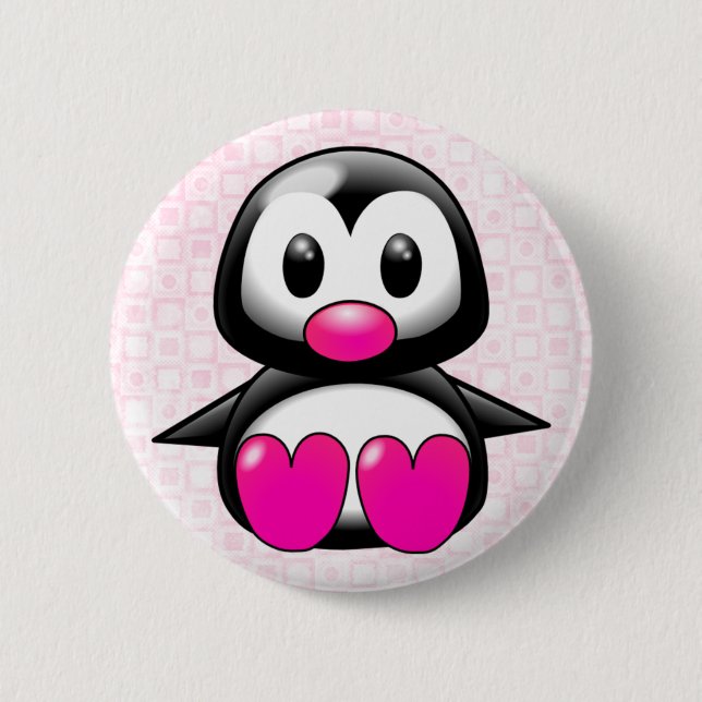 Cute Pink Penguin 6 Cm Round Badge (Front)