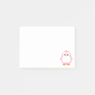 Cute Pink Penguin Cartoon Custom Post-it Notes