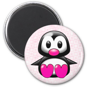 Cute Pink Penguin Magnet