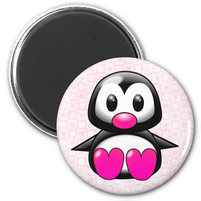 Cute Pink Penguin Magnet (Front)