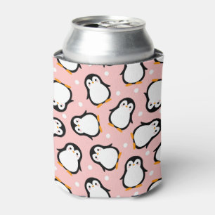 Cute pink penguin pattern can cooler