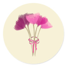 Cute Pink Peony Flowers Classic Round Sticker